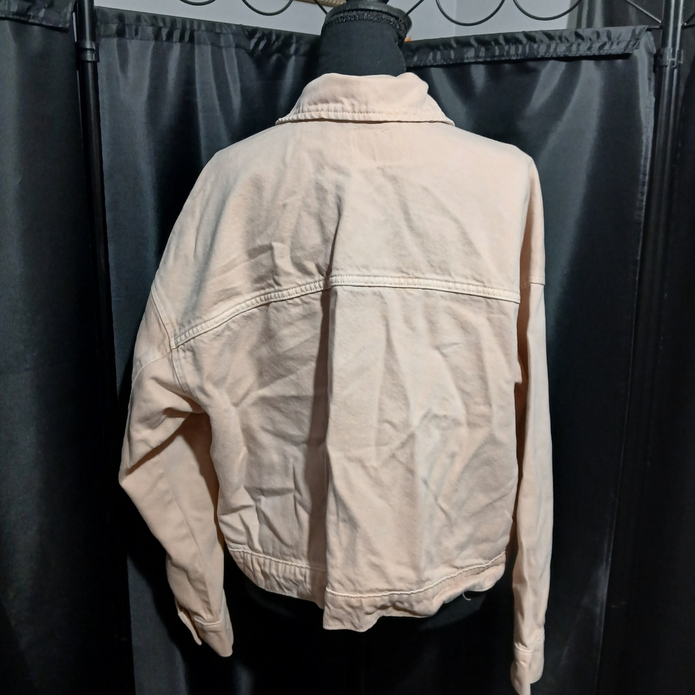 Old Navy Blush Pink Denim Trucker Jacket Butoon With Pockets Women's XL - Picture 5 of 8